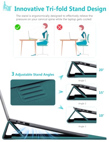HYZUO 13 Inch Laptop Case Sleeve Bag with Adjustable Stand, Dark Green | for MacBook Air 13 M5 A3449 M4 M3 M2 M1 2026-2018, 13" MacBook Neo 2026, MacBook Pro 13 M2 M1 2026-2016, Surface Pro, XPS 13 - color: Dark Green, size: 13 Inch