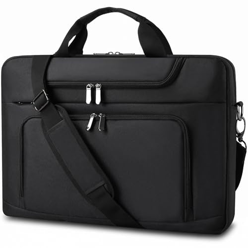 Laptop Bag 17-17.3 inch for Men Women with Shoulder Strap,Black | Lightweight,Water-Resistant, Ideal for Daily Work and Business Trip - color: Black, size: 17-17.3 INCH