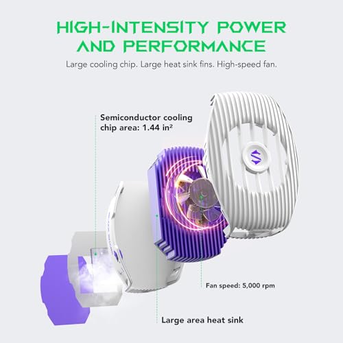 Black Shark Phone Cooler for Gaming FunCooler 5 NEO, Wired Mobile Phone Cooling Fan Lightweight Quiet with RGB Light, Cellphone Radiator for 2.67-3.45 inches iPhone/Android, Retaining Bolt (White)