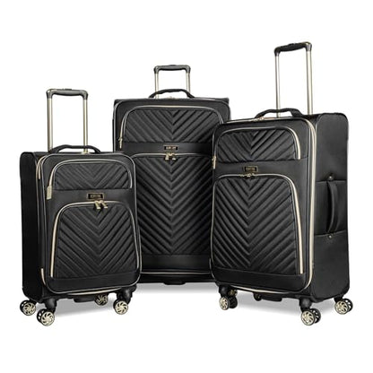Kenneth Cole REACTION Chelsea Chevron Quilted Luggage, Black, 3-Piece Set (20"/24"/28") - color: Black, size: 3-Piece Set (20"/24"/28")