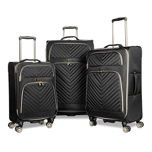 Kenneth Cole REACTION Chelsea Chevron Quilted Luggage, Black, 3-Piece Set (20"/24"/28") - color: Black, size: 3-Piece Set (20"/24"/28")