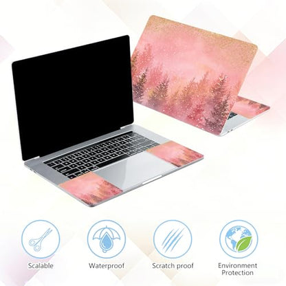Laptop Skin Sticker Decal 15-15.6 Inch with Cute Mouse Pad, Universal Reusable Vinyl Sticker for 12.1 13 13.3 14 15.4 Inch Netbook and Notebook PC, Pink Gold Forest - color: Pink Gold Forest