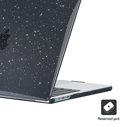 EooCoo Case for MacBook Air 15 inch M5 M4 M3 M2 2026-2023, Sparkly Black | Easy to Install, Sturdy, Plastic Hard Shell Case & Keyboard Cover & Screen Protector, Model: A3448 A3241 A3114 A2941 - color: Sparkly Black