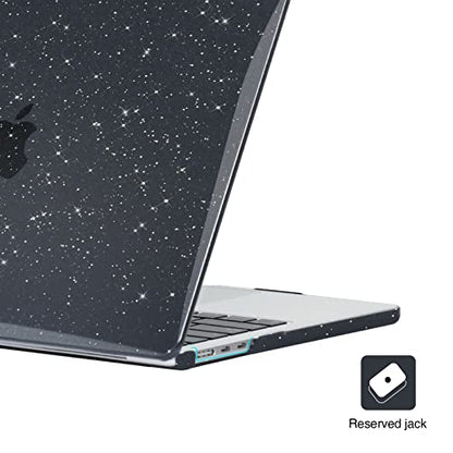 EooCoo Case for MacBook Air 15 inch M5 M4 M3 M2 2026-2023, Sparkly Black | Easy to Install, Sturdy, Plastic Hard Shell Case & Keyboard Cover & Screen Protector, Model: A3448 A3241 A3114 A2941 - color: Sparkly Black