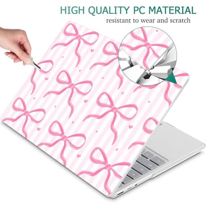 Case for Surface Laptop 5/4/3 13.5", Bows-Stripe | Hard Shell Case with Keyboard Cover & Screen Protector. Fits Surface Laptop 5/4/3 13.5" Metal Palm Rest Models 1951/1868. - color: Bows-Stripe