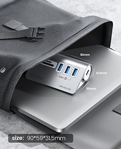 ORICO 5-Port USB 3.2 Gen1 Hub, Desktop USB 3.0Hub with 3 USB-A, SD/TF Card Reader, 5V 2A Power Supply Port, 5Gbps Aluminium USB-Splitter with 1.64Ft USB-C to USB-A/C Cable for iMac, MacBooks, Mac mini - size: 50cm, style: M3UT3