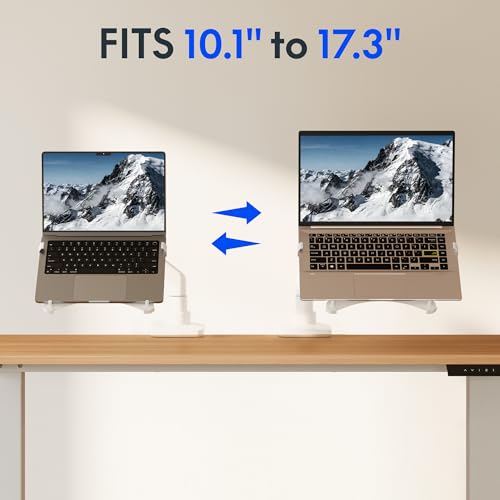 FlexiSpot Laptop Tray, Laptop Holder Fits up to 17.3in, VESA Mount 75x7 &100x100mm for Monitor Arm with Lockable Clips for Home Office, Tray Only, White - color: White