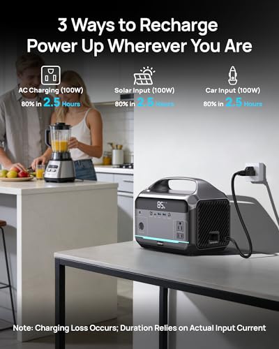 DARAN 350W Portable Power Station 288Wh with Storage Bag & 1.5m DC Car Charging Cable, LiFePO4 Solar Generator Bundle for Road Trip, Camping & Home Emergency