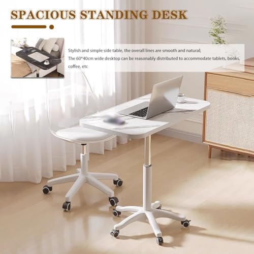 Height Adjustable Compact Laptop Desk, Pneumatic Sit Stand Table, Mobile Standing Desk with 5 Wheels, Portable Spacious Sofa Side Table, Easy to Install(A) - color: A