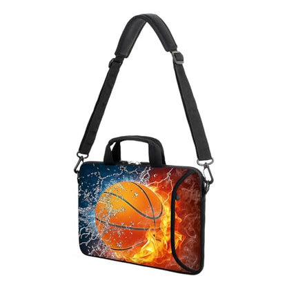 AMARY 13" 13.3" laptop sleeve chromebook case adjustable shoulder strap with handle accessory pocket (Hot basketball) - color: Hot Basketball