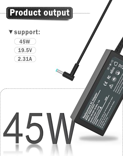 SZGUDULO 45W 19.5V 2.31A Charger for HP Laptop Computer Smart Blue Tip | Compatible with HP Pavilion x360 11 13 15, Zbook 14u G4 G5 15u 15, Notebook 14 15 17, Stream11 13 14, ProBook, EliteBook - color: black-4