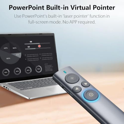 N95s Presentation Clicker for PowerPoint with Digital Laser Pointer | Magnifier/Highlight/Mouse Left Click, TV Screen&Projector Clicker, USB-C Rechargeable, 32GB Built-in Storage Receiver - color: Red - USB-A
