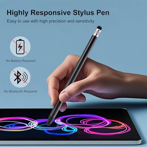 12Pcs Black Stylus Pen for Touchscreen, 2-in-1 Stylus Pen for iPad | High Precision & Sensitivity, Aluminum Body, Suitable for iPad iPhone Android Smartphone Tablet Switch and All Touch Screens - color: 12 Black