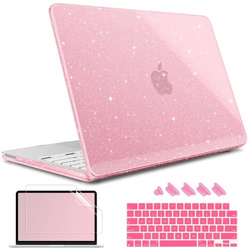 May Chen Compatible with MacBook Neo 13 inch Case 2026 Model A3404, Plastic Hard Shell,Keyboard Cover,Screen Protector,Dust Plug, for MacBook Neo 13" with A18 Pro Chip, Glitter Pink - color: Glitter Pink