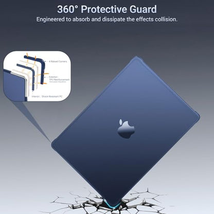 MOSISO Anti-Crack Case for MacBook Air 13 inch M5 M4 M3 M2 2026-2022 | 3 in 1 Kit Anti-Fingerprints Reinforced TPU Bumper Hard Shell for MacBook Air 13.6, A3449 A3240 A3113 A2681, Midnight Clear - color: Midnight Clear