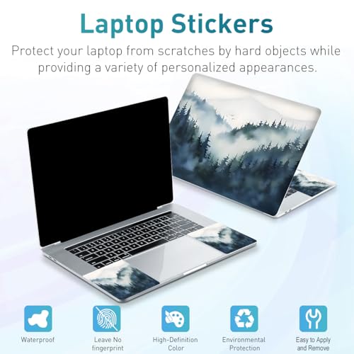 12.1-15.6 Inch Laptop Skin Decal, Universal Reusable Vinyl Laptop Cover Sticker, Waterproof Art Decal Protector - Misty Forest - color: Misty Forest