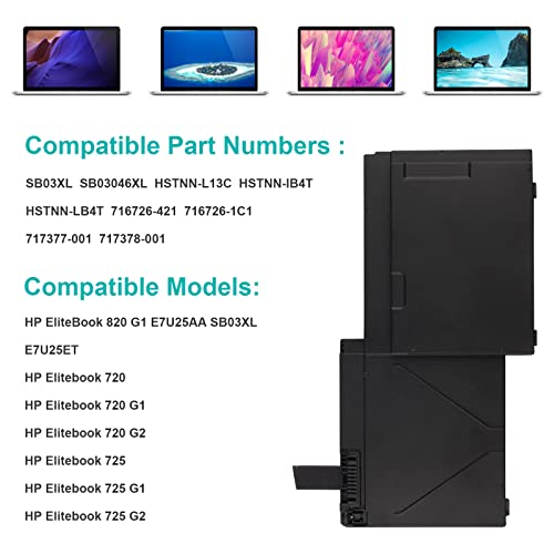 TREE.NB 46Wh SB03XL Battery for HP Elitebook 720 725 G2 820 G1 G2 716726-421 717378-001 HSTNN-LB4T HSTNN-I13C - size: SB03XL