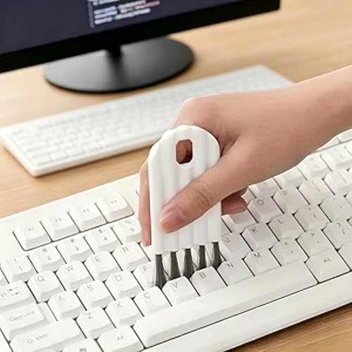 6Pcs Mini Keyboard Compute Cleaning Brush, Multifunctional Gap Cleaning Tool with Soft Bristles for Keyboard, Cup Lid, Window Track, Kitchen Appliances, Small Spaces, (White)