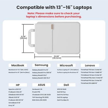 Nillkin Versatile Pro Upgraded 13-16in Laptop Sleeve with Stand & Mouse Pad | 3-in-1 Laptop Case for MacBook/Dell/HP/Lenovo, Slim, Travel Friendly, Dual-angle Stand, Magnetic Handle, PU Leather, Black - color: Gray, size: 16.2