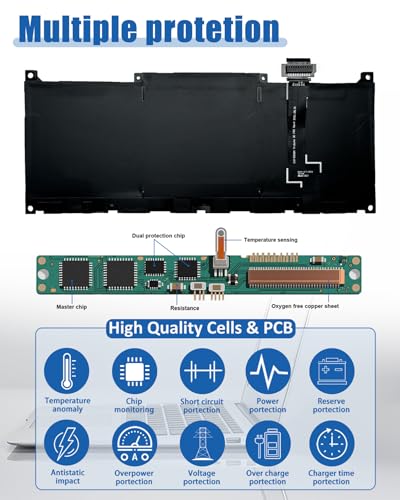 55Wh MN79H Battery Replacement for Dell XPS 9320, XPS 13 Plus 9320, XPS 13 9340 9345 Series Notebook XPS9320-7523BLK-PUS XPS9320-7585SLV-PUS, J7H5M 0J7H5M NXRKW 0NXRKW - size: 9.44*3.89*0.15 inch MN79H