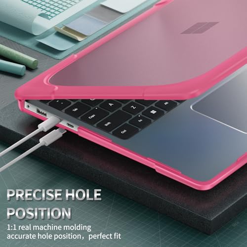 Batianda Durable Stand Case for Microsoft Surface Laptop 13.8 Inch, Pink | Ergonomic Foldable Stand, Heavy Duty Matte Hard Shell, Fits 2024-2026 Surface Laptop 7/8th Edition for Business 13.8 Inch - color: Pink