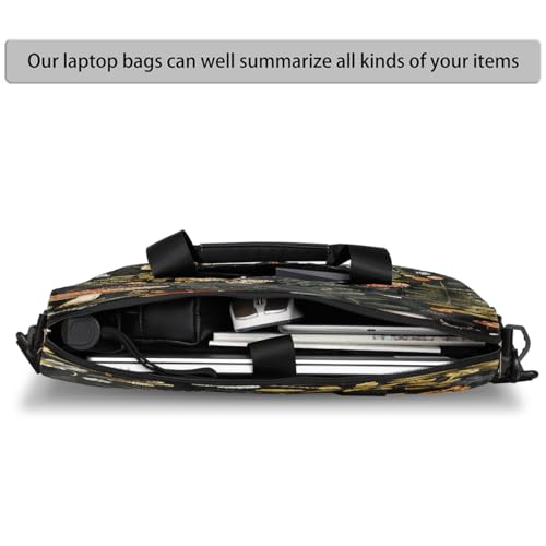 Forest Mushroom Leaves Laptop Bag Carrying Case 15.6 Inch Laptop Briefcase Messenger Shoulder Bag for Tablet Computer Bag for Travle Business Men Women