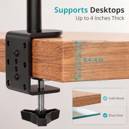 Yalikop 2 Pack Heavy Duty Desk Clamp for Monitor Mount Universal Desk Grommet Mount Adapter Black Steel Replacement C Clamp Fits 0.4-4 Inch Thick, Compatible with Monitor Arm, Microphone Boom Arm