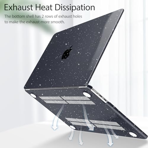 May Chen for 2026 MacBook Air 15 inch Case 2025 2024 2023 A3448 M5 A3241 M4 A3114 M3 A2941 M2 with Liquid Retina Display & Touch ID, Plastic Hard Shell with Keyboard Cover - Black Glitte - color: Black Glitter