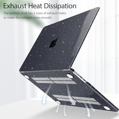 May Chen for 2026 MacBook Air 15 inch Case 2025 2024 2023 A3448 M5 A3241 M4 A3114 M3 A2941 M2 with Liquid Retina Display & Touch ID, Plastic Hard Shell with Keyboard Cover - Black Glitte - color: Black Glitter
