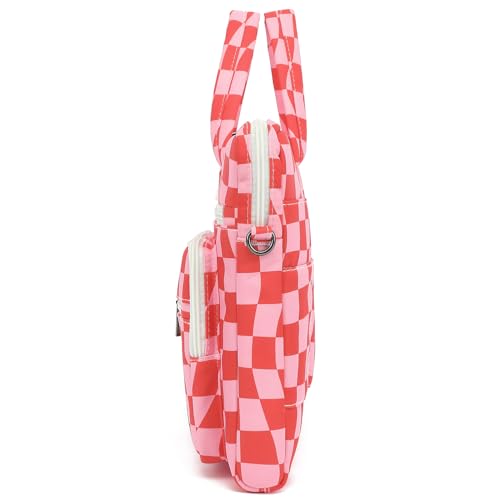 DACHEE Laptop Shoulder Bag for 15 Inch/15.6 Inch Macbook Pro - color: New Pink Checher
