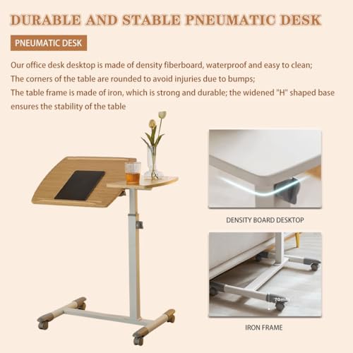 Tiltable Tabletop Standing Desk, Height Adjustable Sit Stand Table, Multifunctional Sofa Side Table, Mobile Laptop Desk, Easy to Install(Wood Color) - color: Wood Color