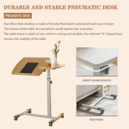 Tiltable Tabletop Standing Desk, Height Adjustable Sit Stand Table, Multifunctional Sofa Side Table, Mobile Laptop Desk, Easy to Install(Wood Color) - color: Wood Color