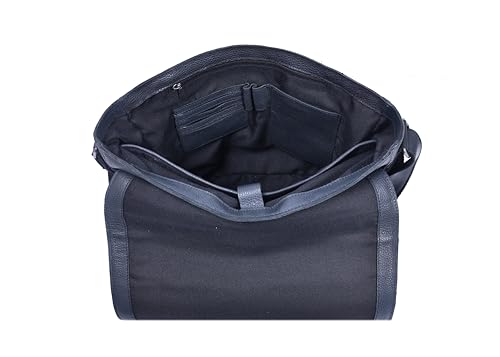 16" Crossbody Bag Leather Laptop Messenger Bag For Men with trolley sleeve for school office (Royal Blue) - color: Royal Blue