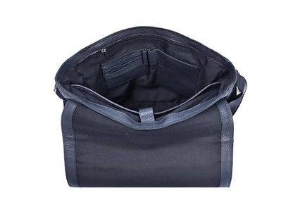 16" Crossbody Bag Leather Laptop Messenger Bag For Men with trolley sleeve for school office (Royal Blue) - color: Royal Blue