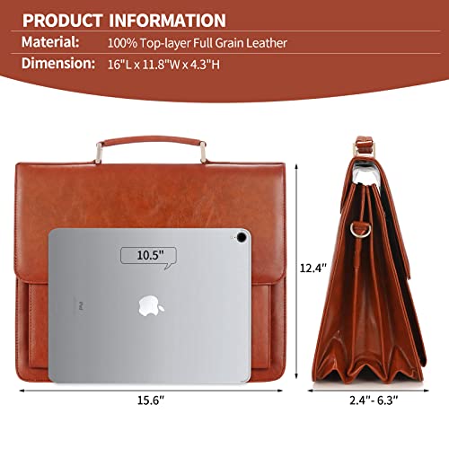 Jack&Chris Mens New PU Leather Attache Briefcase Traditional Messenger Lawyer Bag, MBYX015 - color: Red-brown