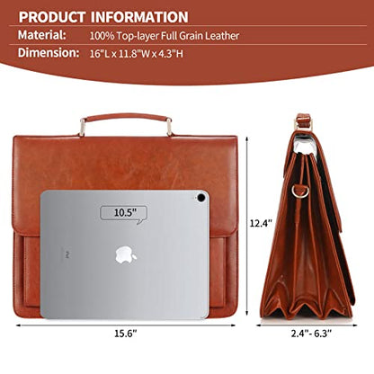 Jack&Chris Mens New PU Leather Attache Briefcase Traditional Messenger Lawyer Bag, MBYX015 - color: Red-brown