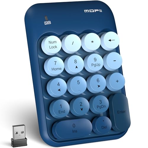 MOFII Wireless Number Pads, Colorful 2.4G Wireless 18 Keys Numeric Keypad Portable 10 Key Numpad for Financial Accounting, Laptop, PC, Computer, Notebook- Blue - color: Blue Gradient