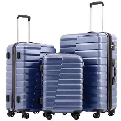 Coolife Luggage Sets, 3 Piece Hard Shell Suitcase Set with Spinner Wheels, Expandable Large Checked Luggage, Lightweight Rolling Carry On with TSA Lock Blue - color: blue, size: 3 Piece Set (20in/24in/28in)