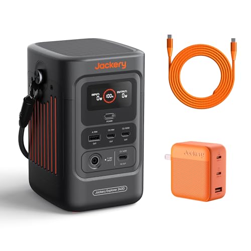 Jackery Portable Power Station Explorer 240D, 256Wh Backup Lithium Battery, with 102W GaN 3-Port Fast Charger - style: E240D+102W Fast Charger