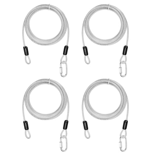 PATIKIL Security Cable Lock (3/16" Dia 8.2ft, Clear)(2 Set) Vinyl Coated 304 Stainless Steel Double Loop Flexible Wire Rope Safety Cable with Quick Links Locking Connectors - color: Clear, size: 8.2ft x 3/16"