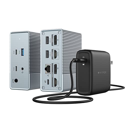 HyperDrive USB-C & Thunderbolt 4 GEN2 12-in-1 Docking Station, 100W PD for MacBook Pro/Air, iPad, PC, 4K USB C Triple Display, 10Gbps, Gigabit Ethernet - style: 12-in-1 PD