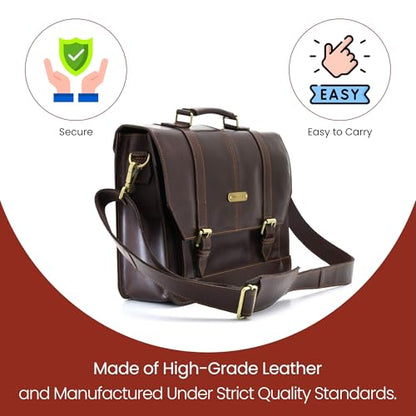 Style N Craft Soft Briefcase, Messenger Bag in Full Grain Leather - color: Dark Brown (392007)
