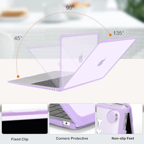 MOSISO Compatible with MacBook Air 13 inch Case M1 2018-2021, Purple | Reduces-Fingerprints with Soft TPU Bumper Shell&Keyboard Cover for MacBook Air 13.3 M1, 2021 2020 2019 2018 A2337 A2179 A1932 - color: Purple