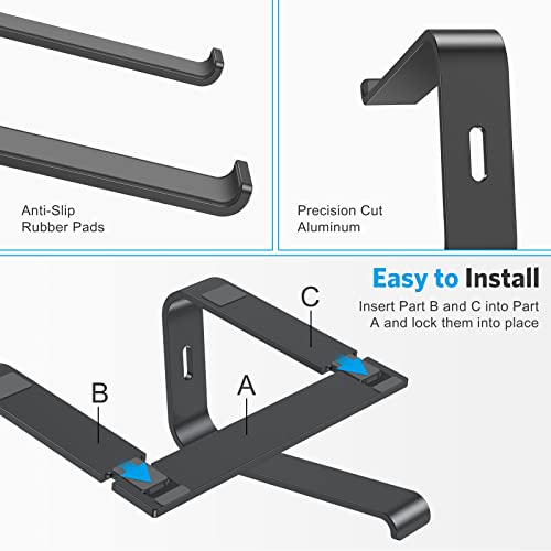 OMOTON Laptop Stand, Detachable Mount for MacBook Air/Pro Dell HP Black | 11-17" Laptop Holder for Desk, Notebook Computer Mount, Lightweight Cooling for Desk, Ergonomic Home Office - color: Black