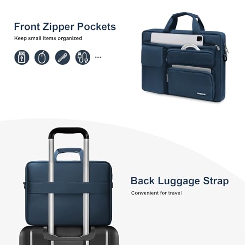 MOSISO Laptop Shoulder Bag 16 inch, 15-15.6 inch Computer Bag | Compatible with MacBook Pro 16 inch, HP, Dell, Lenovo with 2 Raised&1 Flapover&1 Horizontal Pocket&Handle&Belt, Haze Blue - color: Haze Blue, size: 16 inch