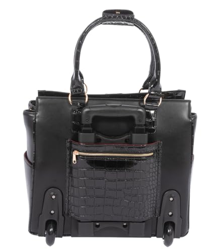 JKM and Company Alligator Compatible With Computer iPad, Laptop Tablet Rolling Tote Bag Briefcase Carryall Bag | Compatible With - style: Downtown Diva