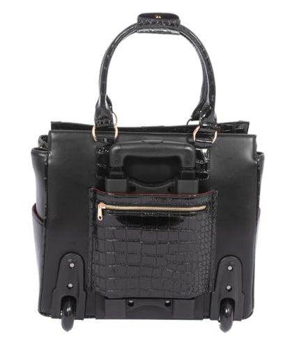 JKM and Company Alligator Compatible With Computer iPad, Laptop Tablet Rolling Tote Bag Briefcase Carryall Bag | Compatible With - style: Downtown Diva