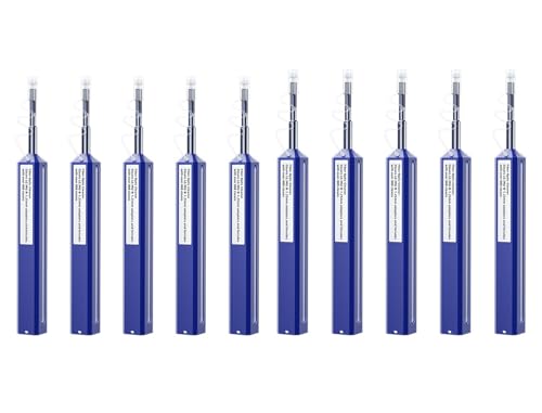 LC Fiber Cleaner Pen - 10 Pack - 1.25mm LC Fiber Optic Cleaning Pen with Dual Action Connector Cleaner & Endface Cleaning Action