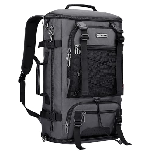 WITZMAN Travel Backpack for Men Convertible Large Carry on Bag | Large Nylon Laptop Backpack Fits 17 Inch, Airline Approved, Shoe Compartment, For Weekend Trips, Daily, B689 Silvery Grey