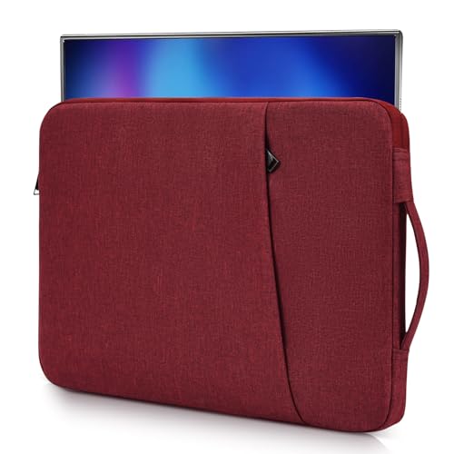 Portable Monitor Case 15.6 Inch, Protective Carrying Sleeve for Most 16.1/15.6 in Portable Monitors, Water Resistant Monitor Bag with Accessory Pocket, Wine Red - color: Wine Red, size: 15.6 Inch
